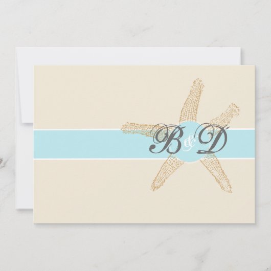 Faire-part de mariage de Beach Starfish (Devant)