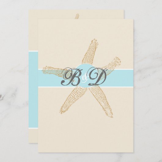 Faire-part de mariage de Beach Starfish (Devant / Derrière)