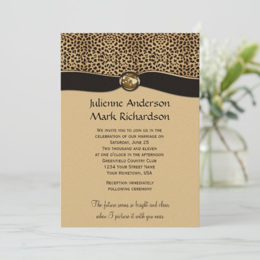 Faire-part de mariage de bijoux en ruban FAUX Empr (Debout devant)