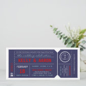 Faire-part de mariage de billet d'affiche - marine (Debout devant)