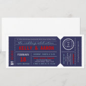 Faire-part de mariage de billet d'affiche - marine (Devant / Derrière)