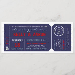 Faire-part de mariage de billet d'affiche - marine