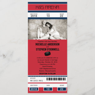 Faire-part de mariage de billet de hockey