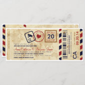 Faire-part de mariage de billet de la carte d'emba (Devant / Derrière)