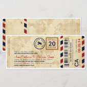 Faire-part de mariage de billet de la carte d'emba (Devant / Derrière)