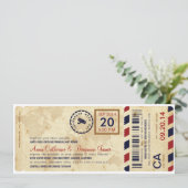 Faire-part de mariage de billet de la carte d'emba (Debout devant)