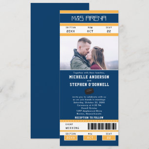 Faire-part de mariage de billet de la Marine Blue