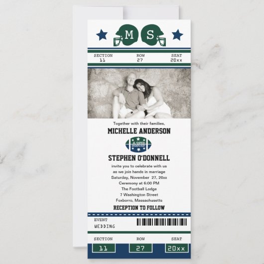 Faire-part de mariage de billets de football (Devant)