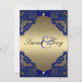 Faire-part de mariage de bleu marine et d'or (Dos)