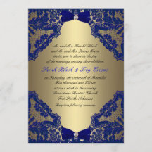 Faire-part de mariage de bleu marine et d'or