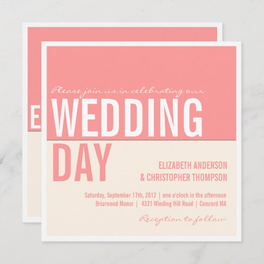 Faire-part de mariage de bloc graphique moderne en (Devant / Derrière)