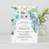 Faire-part de mariage de Blue Boho Dreamcatcher (Debout devant)
