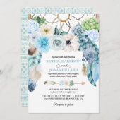 Faire-part de mariage de Blue Boho Dreamcatcher (Devant / Derrière)