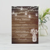 Faire-part de mariage de bocal en bois rustique (Debout devant)