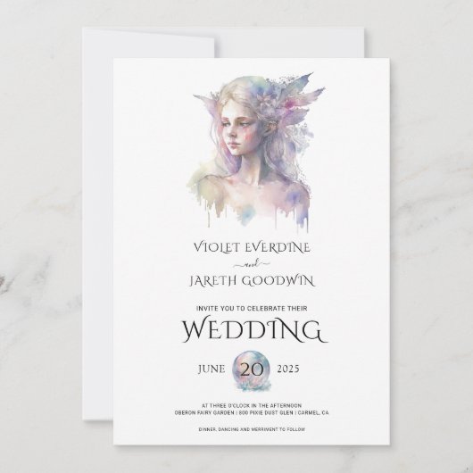 Faire-part de mariage de bois de fée enchanté (Devant)