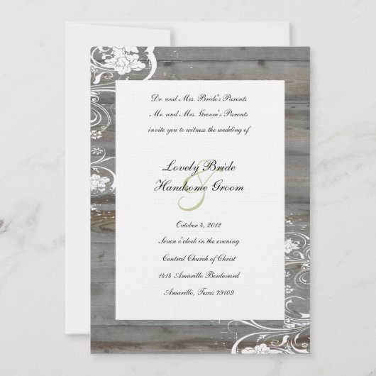 Faire-part de mariage de bois verni (Devant)