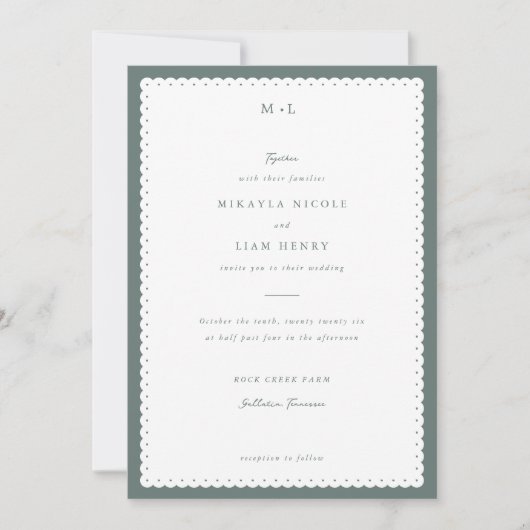 Faire-part de mariage de bord à pente classique (Devant)