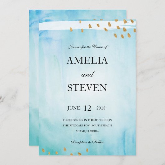 Faire-part de mariage de bord de mer (Devant / Derrière)