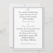 Faire-part de mariage de bordure décorative gris (Devant)