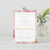 Faire-part de mariage de bordure en marbre rose et (Debout devant)