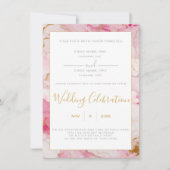 Faire-part de mariage de bordure en marbre rose et (Devant)