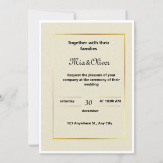 Faire-part de mariage de bordure en or classique