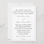 Faire-part de mariage de bordure gris simple (Devant)