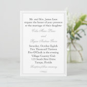 Faire-part de mariage de bordure gris simple (Debout devant)