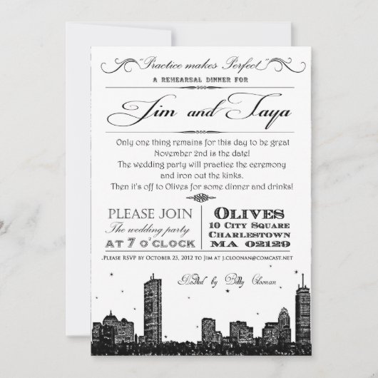 faire-part de mariage de Boston (Devant)