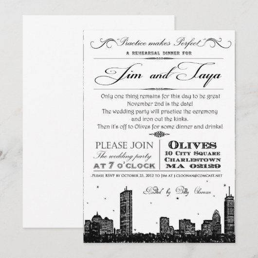 faire-part de mariage de Boston (Devant / Derrière)