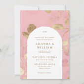 Faire-part de mariage de botanique Abstraite rose (Devant)