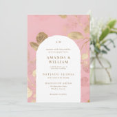 Faire-part de mariage de botanique Abstraite rose (Debout devant)