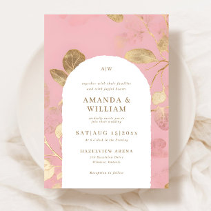 Faire-part de mariage de botanique Abstraite rose