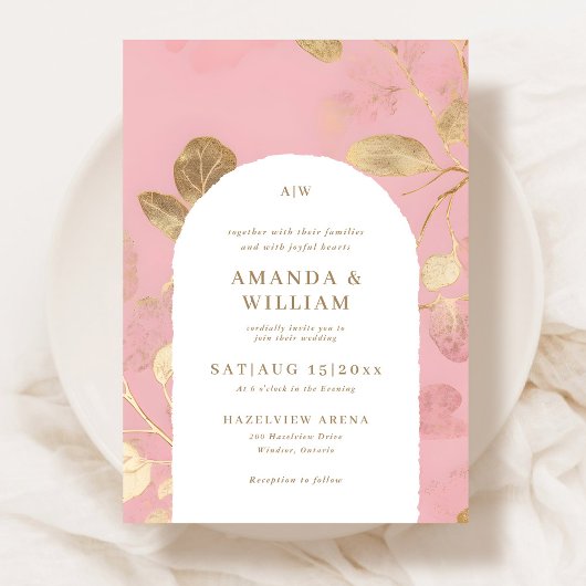 Faire-part de mariage de botanique Abstraite rose