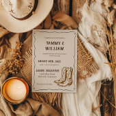 Faire-part de mariage de bottes de l'Ouest du pays