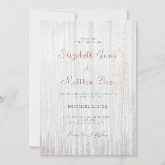 Faire-part de mariage de bouleau blanc de la monta (Devant)