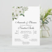 Faire-part de mariage de bouquet blanc et verdoyan (Debout devant)