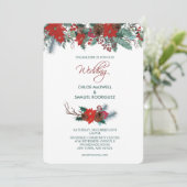 Faire-part de mariage de bouquet de bordure rouge (Debout devant)