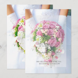Faire-part de mariage de bouquet de dentelle blanc