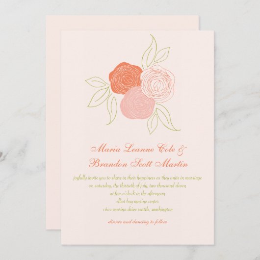 Faire-part de mariage de bouquet de Ranunculus (Devant / Derrière)