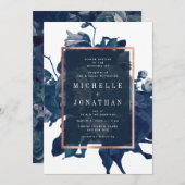 Faire-part de mariage de bouquet or Rose de la Mar (Devant / Derrière)