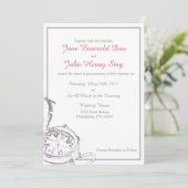 Faire-part de mariage de boussole de voyage gris (Debout devant)