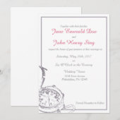 Faire-part de mariage de boussole de voyage gris (Devant / Derrière)