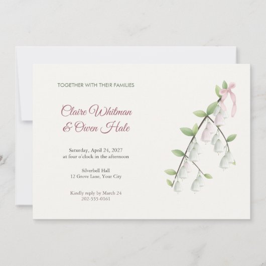 Faire-part de mariage de branche de Silverbell (Devant)