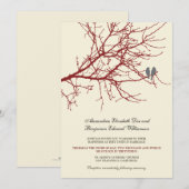 Faire-part de mariage de branche d'inséparables (Devant / Derrière)