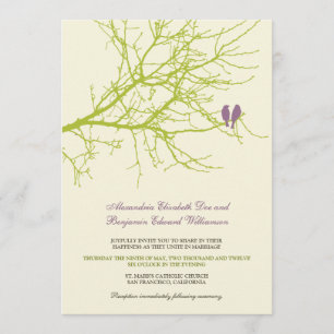 Faire-part de mariage de branche d'inséparables