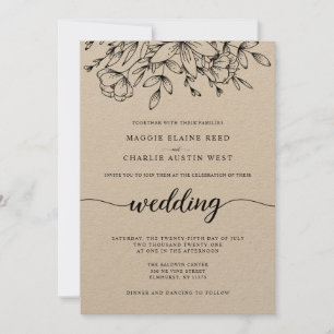Faire-part de mariage de branches rustiques