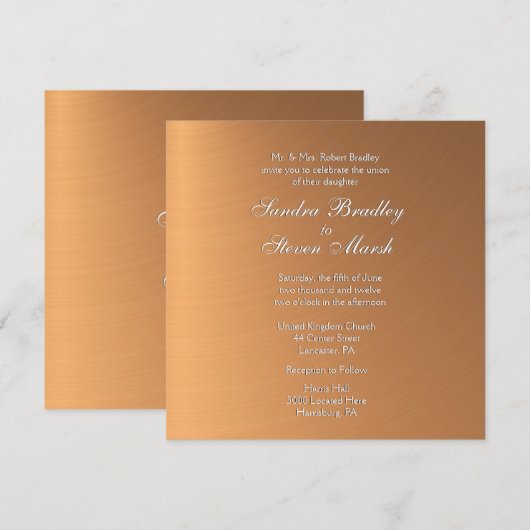 Faire-part de mariage de brillance cuivre (Devant / Derrière)