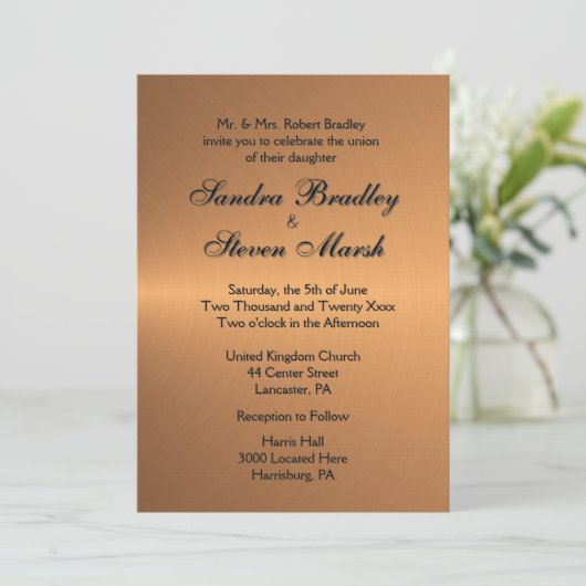 Faire-part de mariage de brillance cuivre (Debout devant)