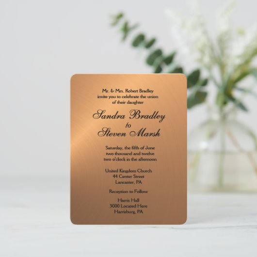 Faire-part de mariage de brillance cuivre (Debout devant)